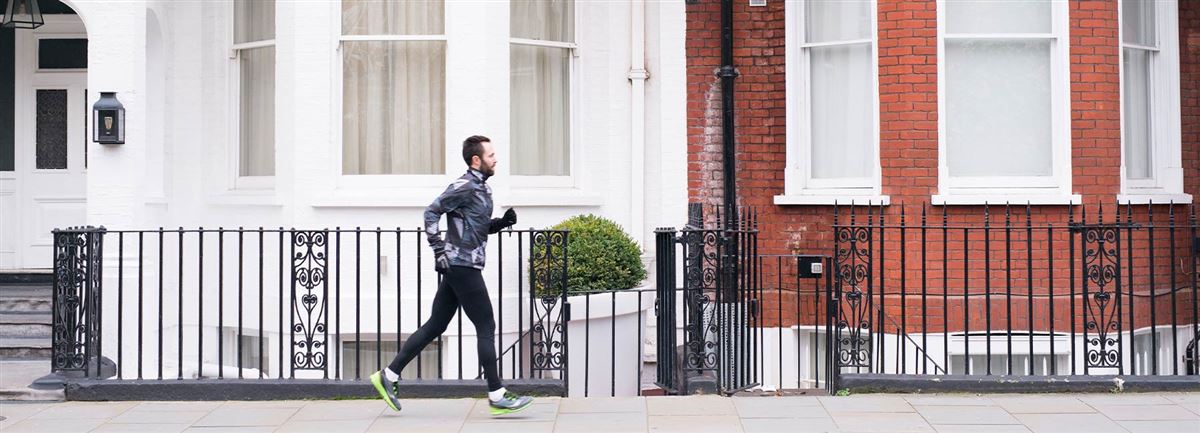 Man running on street in London